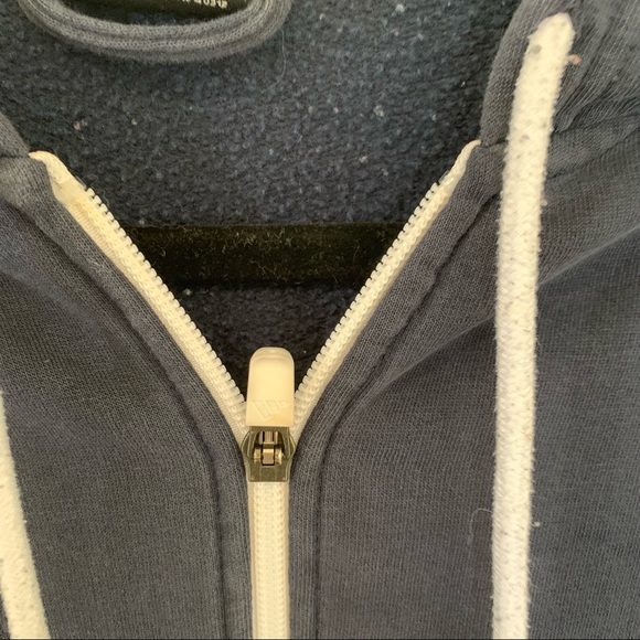 AdIdas Navy Blue and White Stripe Hoodie size Med - Picture 4 of 9